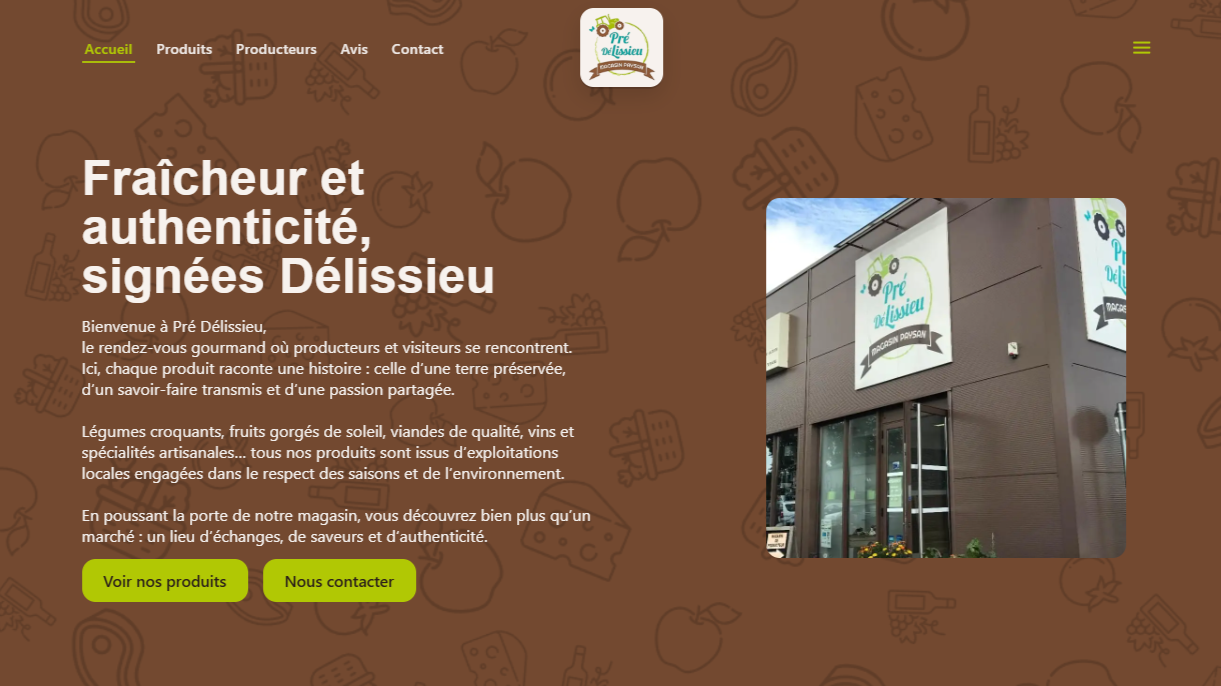 Site vitrine pour un magasin de producteurs locaux Pré Délissieu