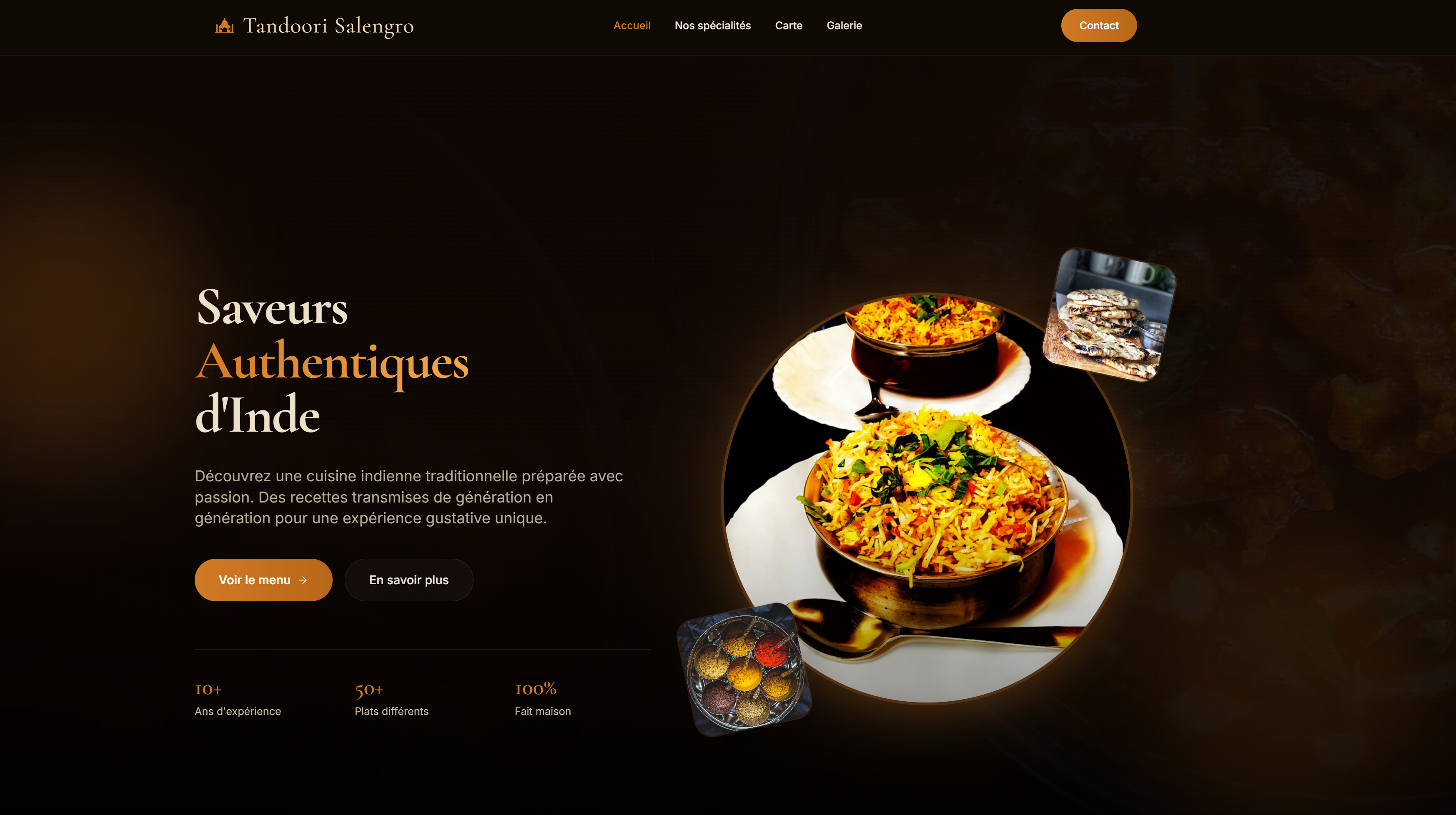 Site vitrine pour le restaurant indien Tandoori Salengro